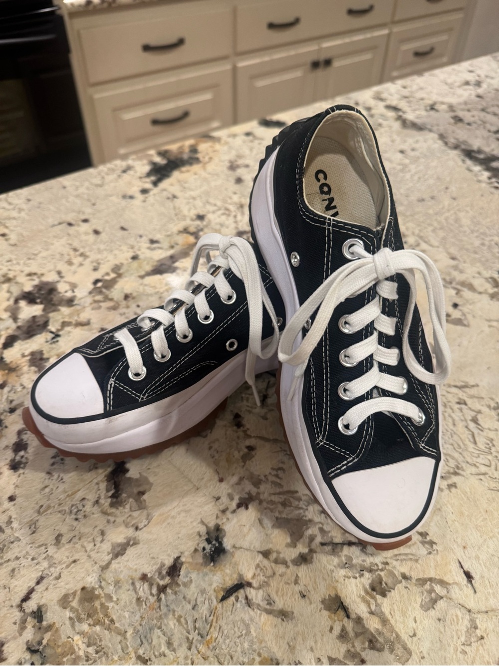 Converse Black and White Low Top Platform Sneakers
